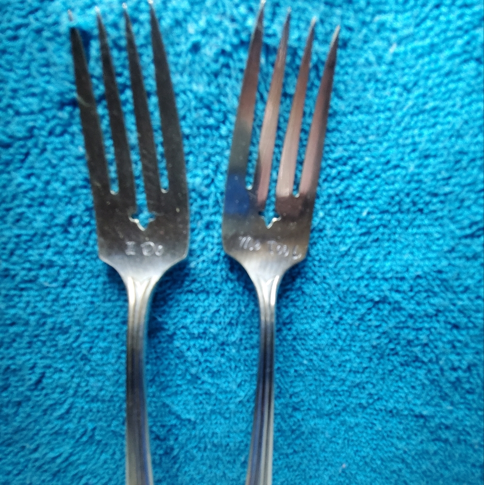 I DO Wedding Fork Set Anniversary Couple Decor Farmhouse - Picture 3 of 7